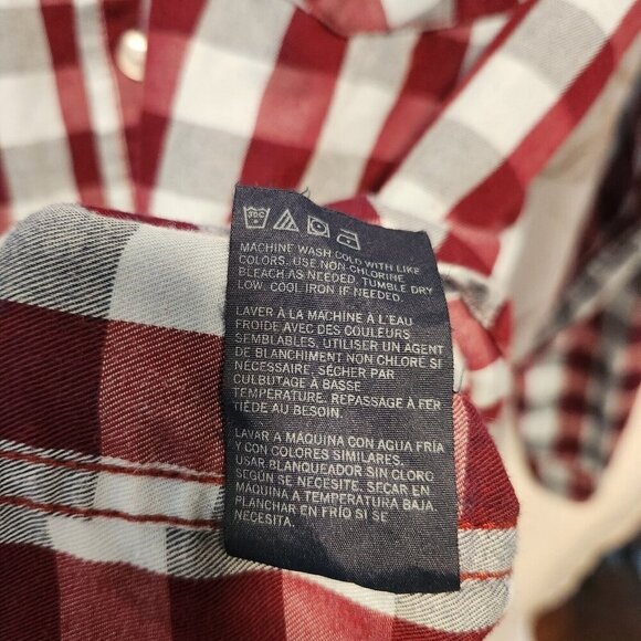 Tommy Hilfiger Button Down Shirt Youth Boys LG Long Sleeve‎ Maroon/Blue Plaid - Picture 2 of 6